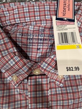 Vineyard Vines Plaid Performance Button-Down Shirt - Red & Blue